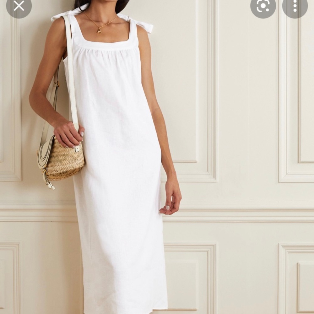 White Brontë tie detail linen reformation dress